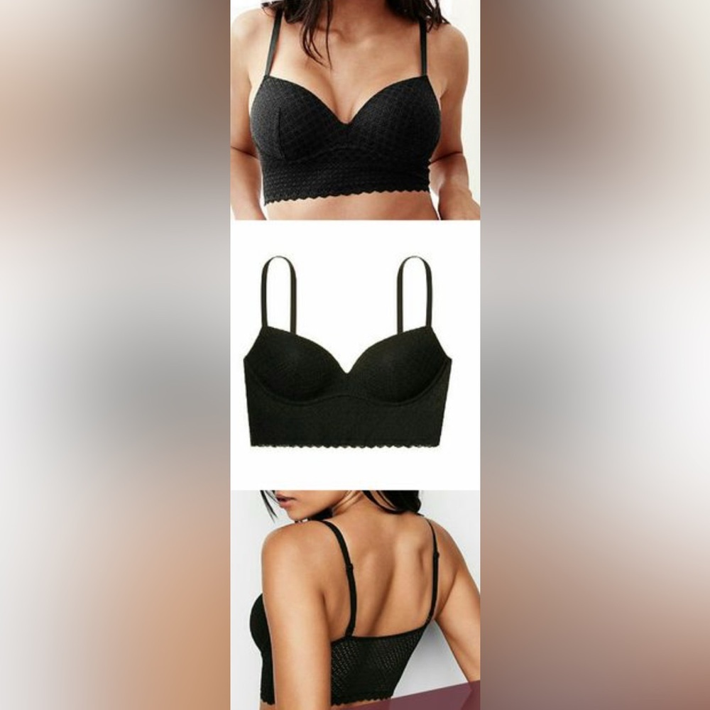 Victoria's Secret Black Lace Longline Push-Up Bra